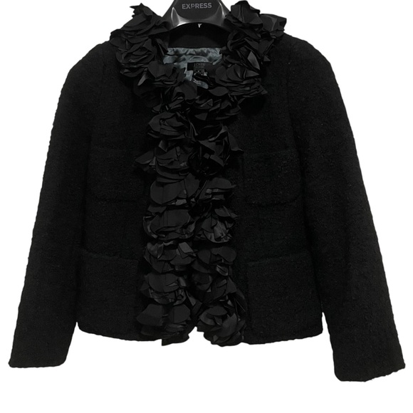 J Crew Collection Black Cascading Flowers Boucle Astrid Wool Jacket Coat 2 - Picture 1 of 9